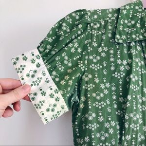 🌿 vintage green button down floral dress